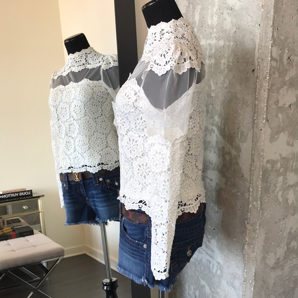 Chicwish Flower Dance Mesh Crochet White Top - Picture 5 of 8